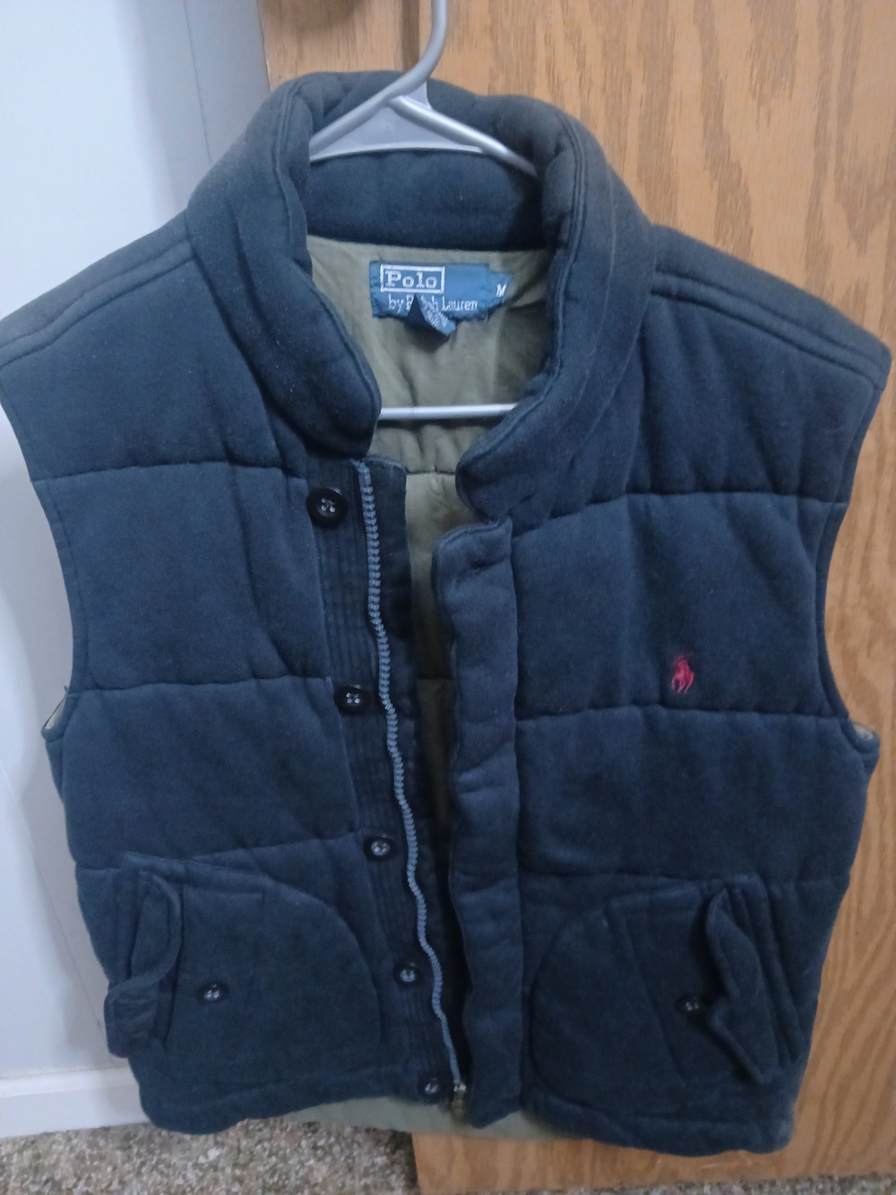 Ralph Lauren Quilted Navy Vest with Red Pony